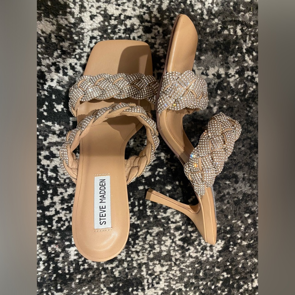 STEVE MADDEN | tan bejeweled heels size 9.5 never worn - Picture 6 of 8